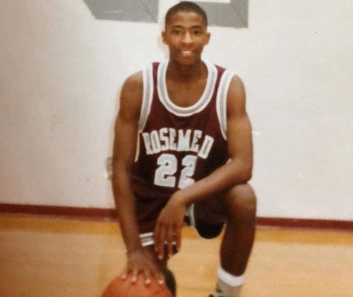 Antwon Tanner with his basketball in his early schooling. 